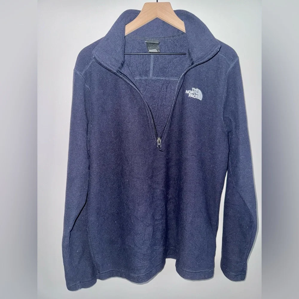 The North Face Textured Cap Rock 1/4 Zip Fleece Aviator Navy Blue Men’s Large